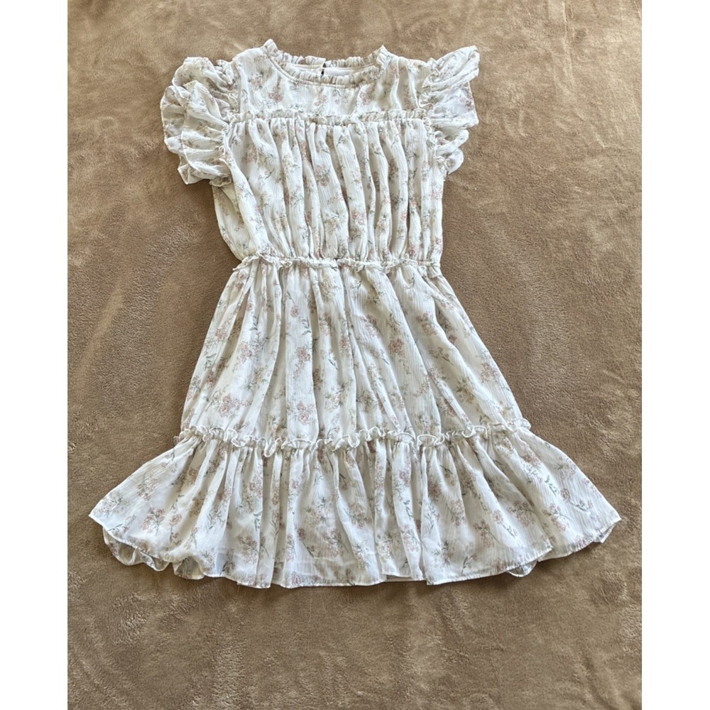 Storia Women's Mini Dress Large Cream Margot Ditsy Floral Cottagecore Clean Girl
